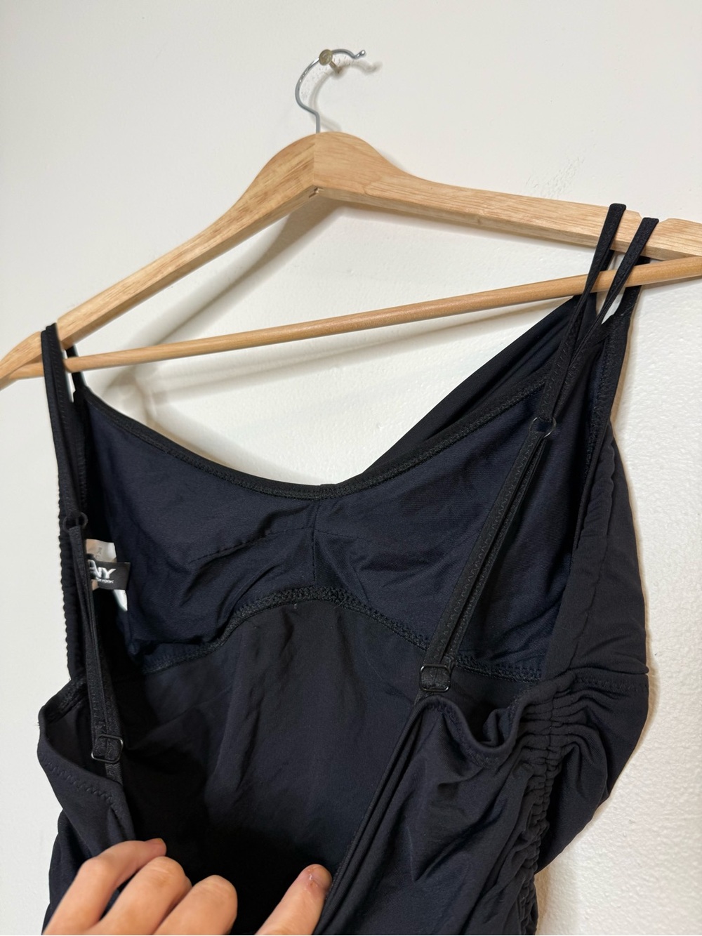 DKNY Ruched Sides Double Layer Top Slimming Black one piece size 14 - Picture 4 of 8